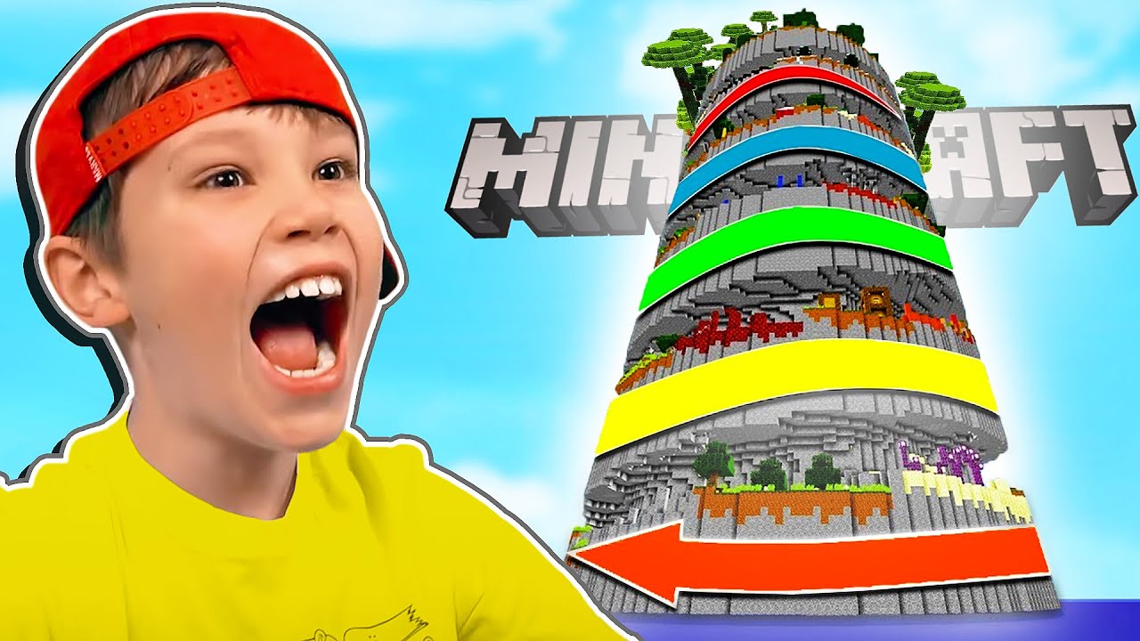 Проходим Parkour Spiral в Minecraft - Катя и Макс